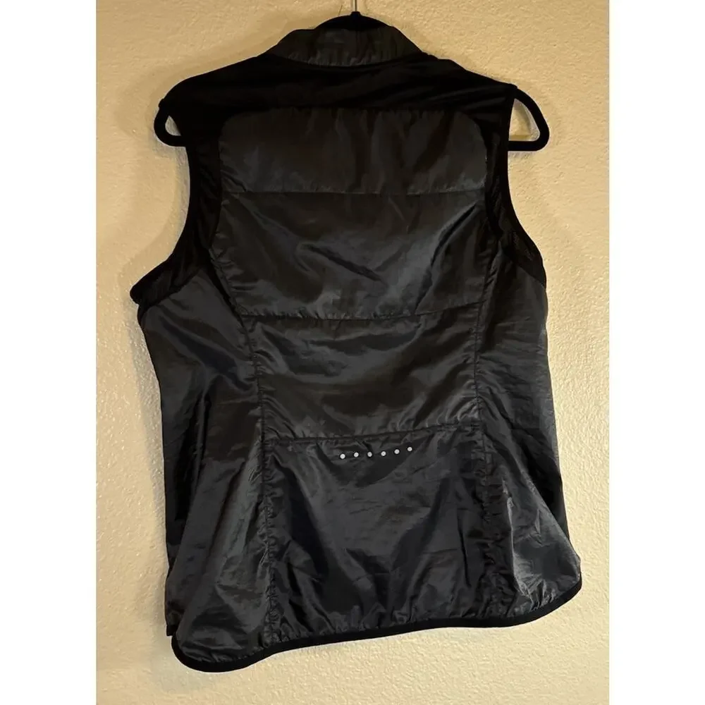 Nike Womens Size Large Black Running Vest Reflective Full-Zip
